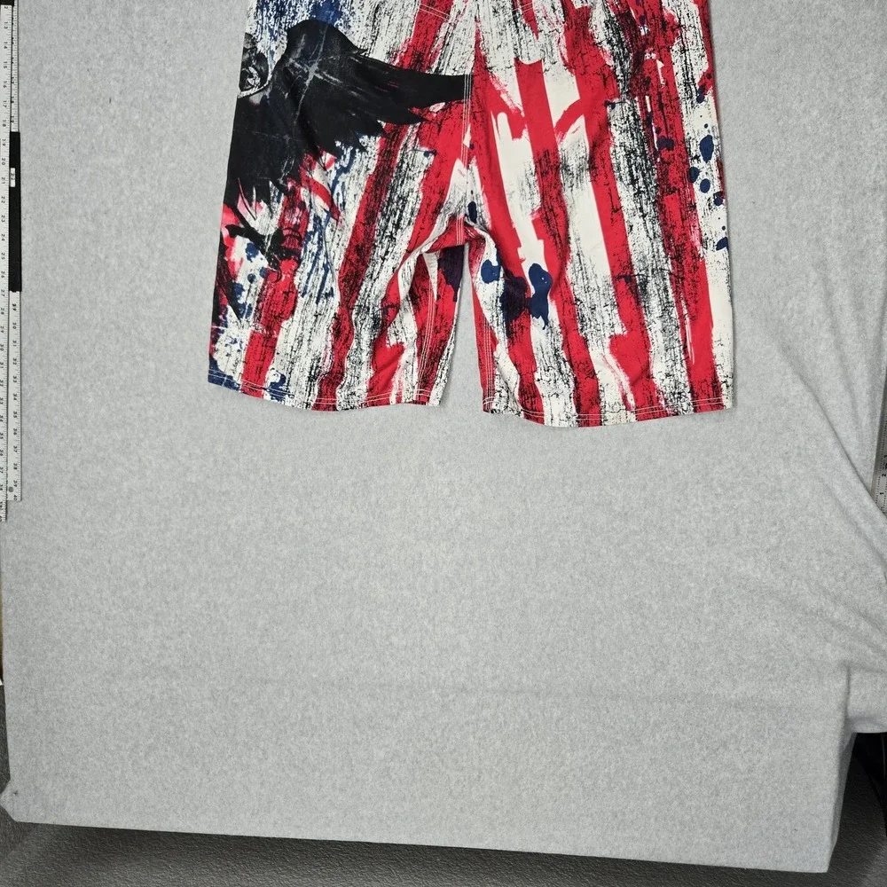 MMA Elite Men Activewear Shorts XL Red Graphic Flag Eagle Grunge Y2K 10